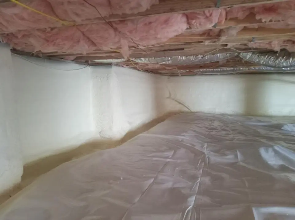 Crawl space encapsulation with closed-cell spray foam for Metal Roof Coating in Tipton